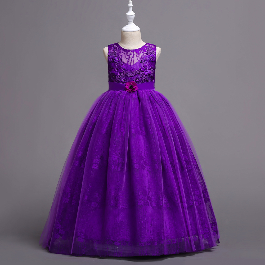 Picture of Girls' Dress Princess Dress Long Large Children's Wedding Dress Lace Pouce Dress Vest kidsdress