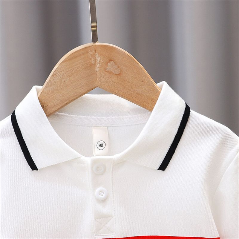 Picture of Rainbow Strip Paul Shirt White Simple Fashion Comfortable All-match Summer