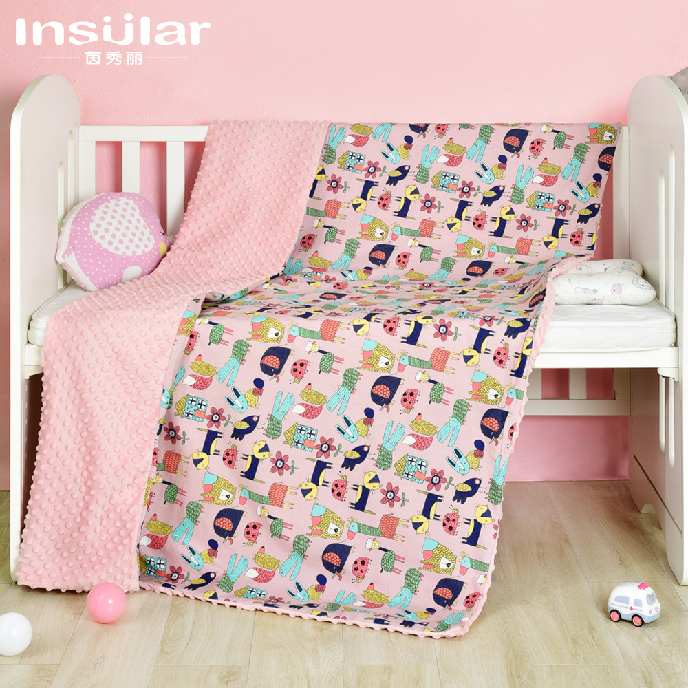 Baby Blanket Cotton Cartoon Baby Double Blanket Four Seasons Children 3D Soothing Bean Blanket Cart Blanket