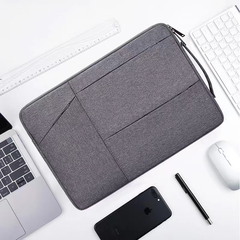 Picture of Multi-Zipper Pocket Storage Thickened Logo Printed Anti-Drop Laptop Sleeve 15.6inch Lightweight Laptop Bag