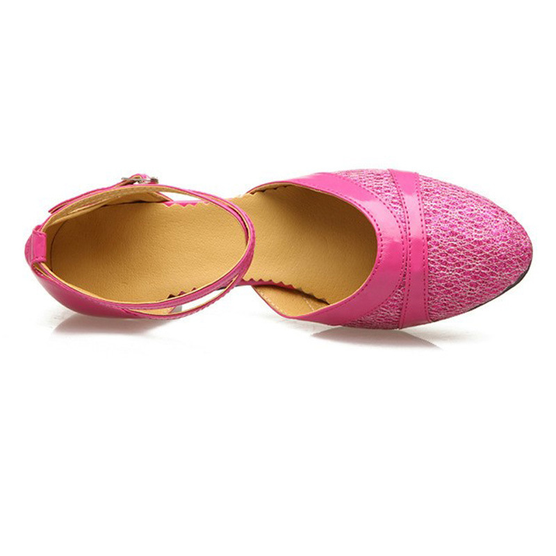 Picture of Adult purple Latin dance shoes women's closed toe mid heel soft bottom dance shoes square dance ballroom dance shoes outdoor rubber sole