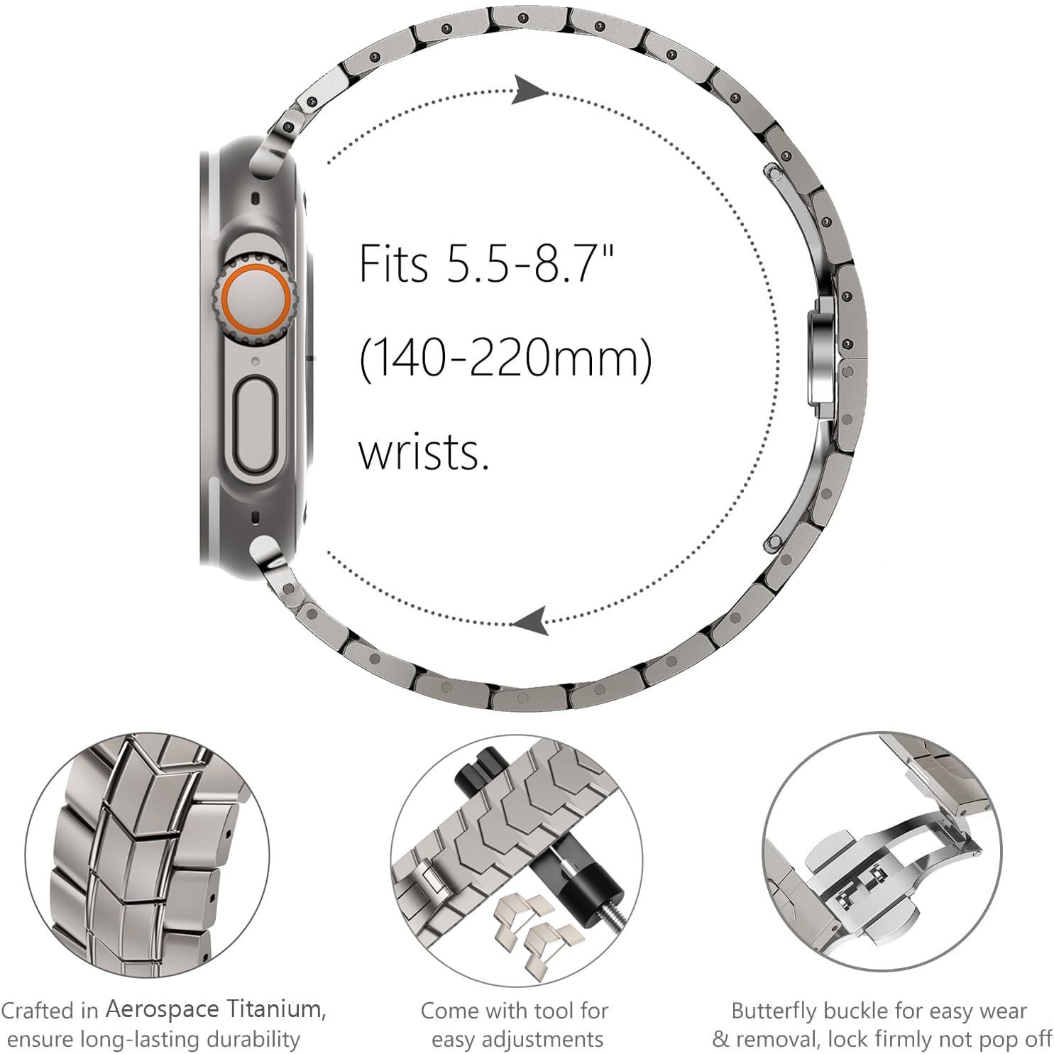 Picture of For Apple Watch Strap Titanium Steel Strap applewatchs10Ultra Transformers Strap Wholesale