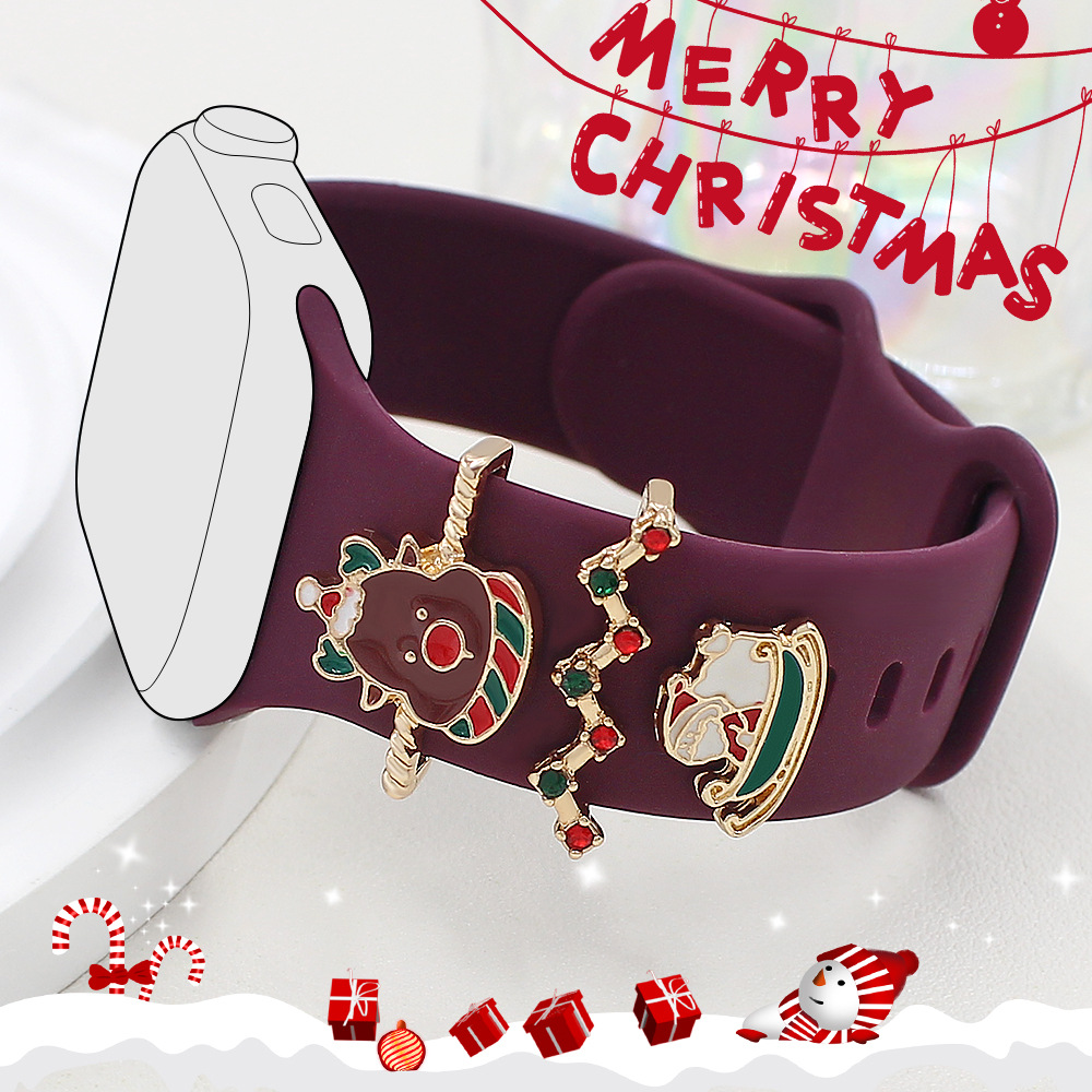 Picture of For Apple Watch Strap Decorative Ring Apple Watch Universal Silicone Strap Christmas Oil Drop Decoration