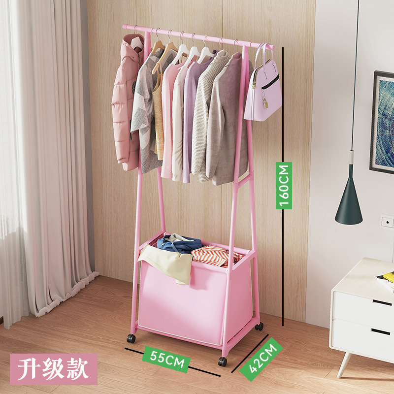Picture of Floor-Standing Coat Rack, Triangular Coat Rack with Wheels, Mobile Multi-Layer Storage Rack, Clothes Rack, Simple and Modern Clothes Drying Rack
