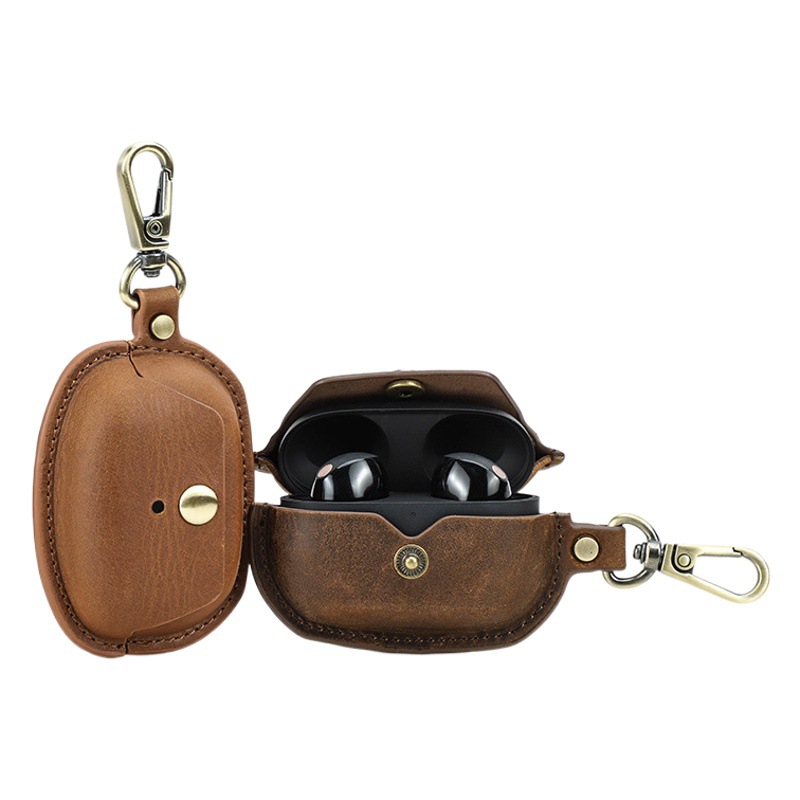 Suitable for new Sony wf-1000xm5 leather earphone case hook portable bluetooth headset protective case