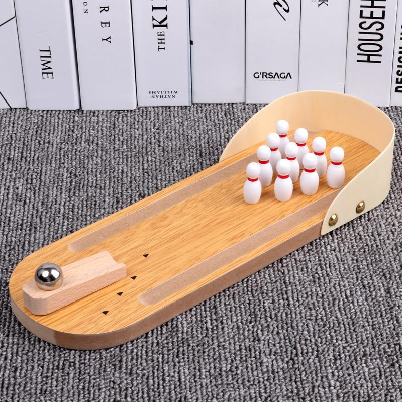 Picture of Wooden Mini Bowling Parent-Child Interactive Desktop Game Indoor Game Ball Boys Girls Children Toy Gift
