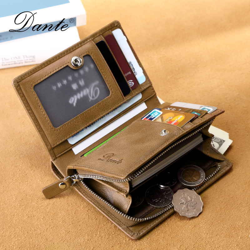 Picture of Dante Men's Wallet Short RFID Anti-theft Brush Change Zipper Wallet Large Capacity Card Bag Japanese and Korean Foreign Trade
