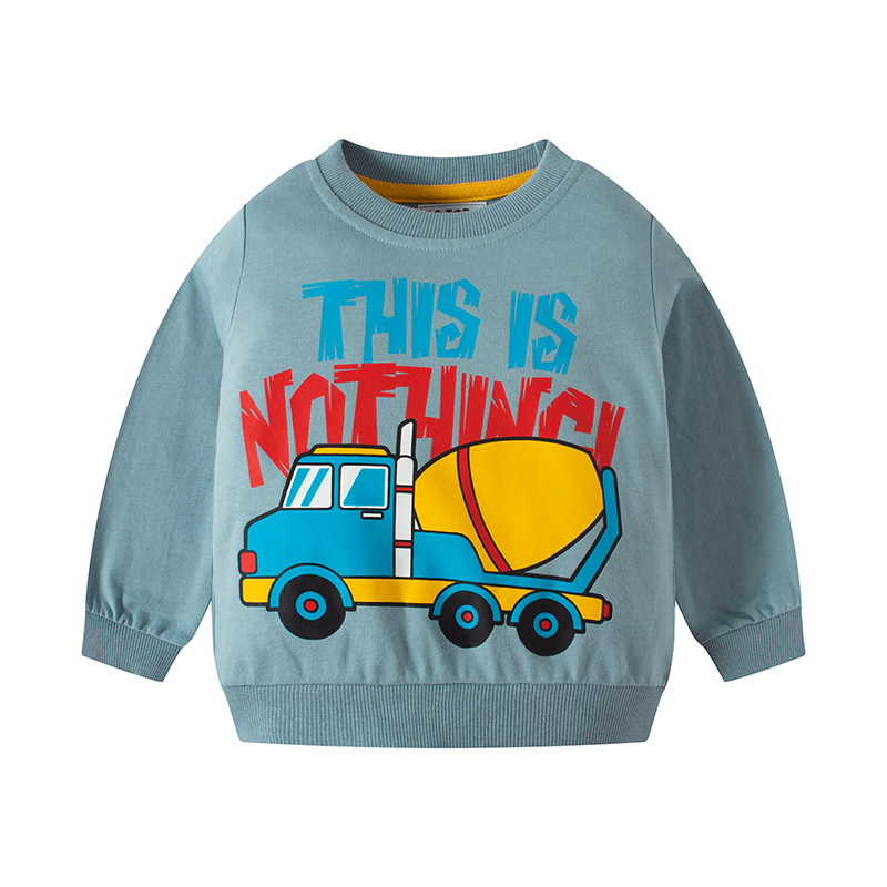 Picture of 2025 Children's New Autumn and Winter Baby Car Letter Printed Cotton Sweatshirt Boys Pullover Dropshipping