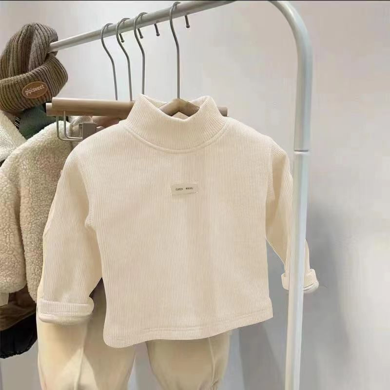 Picture of 2024 New Baby Thickeneded Half Turtleneck T-Shirt Winter Korean Style Bottoming Shirt for Boys and Girls Fleece-Lined Warm Style Top
