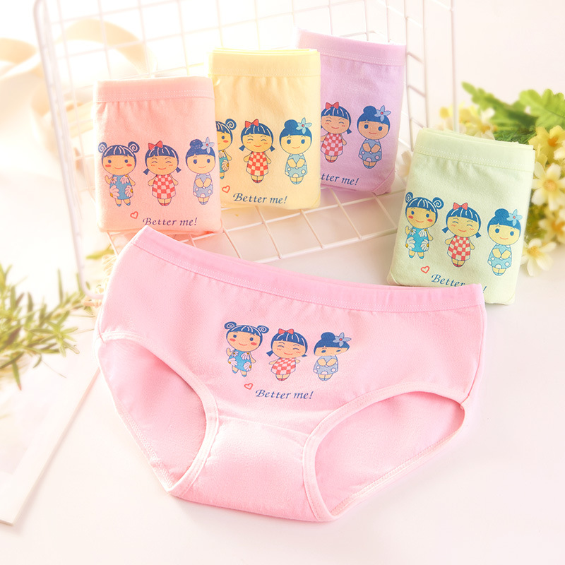Picture of Girls' Underwear Cotton Children's Boxer Shorts Not Clipping Butt Baby's Big Children's Boxer Shorts Girls' Triangle Underpants