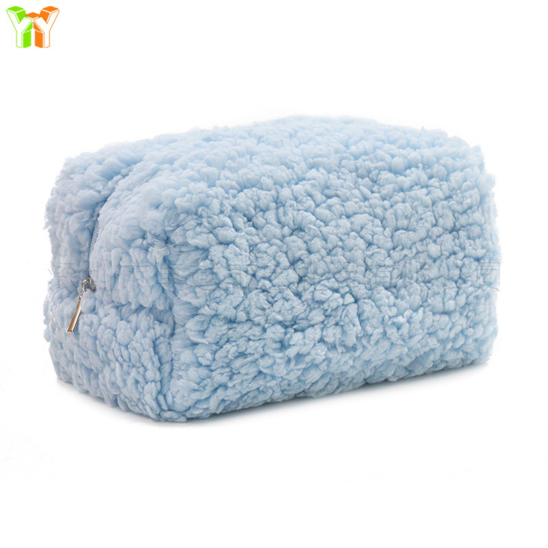 Picture of New Teddy Fleece Cosmetic Bag Lamb Fleece Skin Care Storage Bag Hand Square Zipper Cosmetic Bag