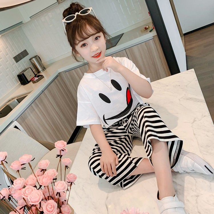 Picture of Summer Children's Wear Korean Style Children's Short-sleeved Suit Western Style Cute Girl Baby's T-shirt Anti-mosquito Pants Two-piece Children's Wear