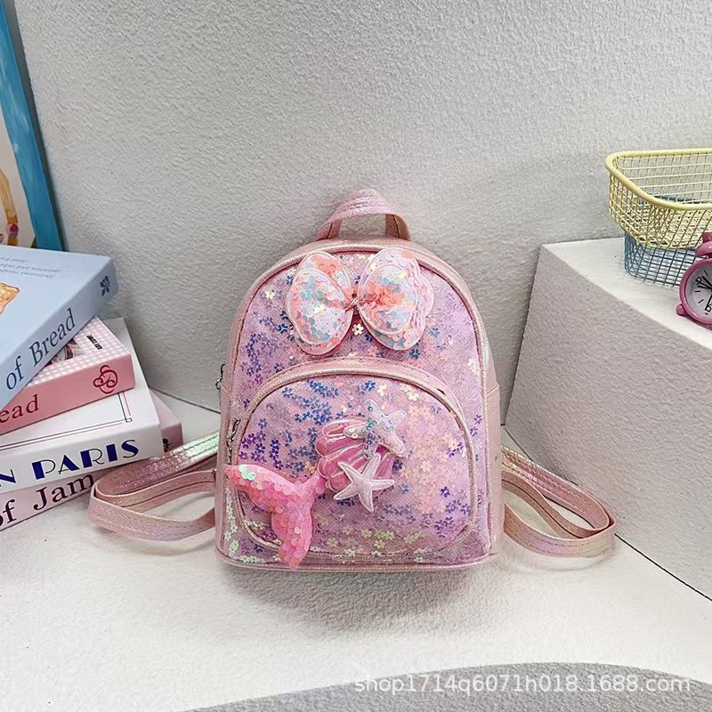 Picture of Mermaid PVC Children's Schoolbag New Sequin PVC Leather Schoolbag Kindergarten Girl's Backpack Lightweight Backpack