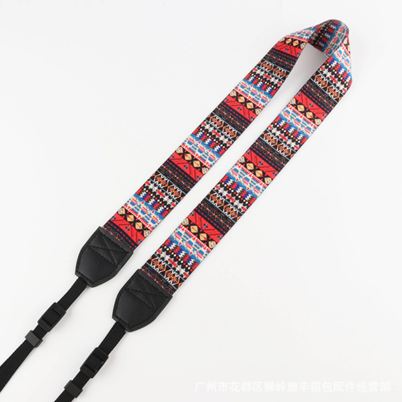 Picture of Retro striped shoulder strap camera strap 3.8cm ethnic pattern SLR widened shoulder strap thermal transfer leather shoulder strap