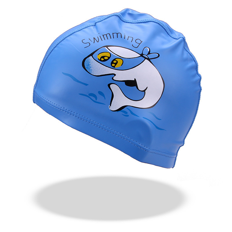 Picture of Manufacturers wholesale children's cartoon swimming cap waterproof ear protection Pu coated cap boys and girls large swimming cap