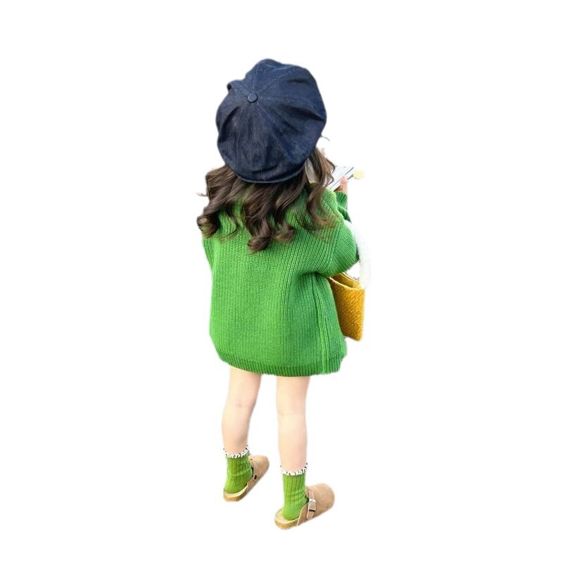 Picture of [Ready Stock] Korean Kidsren's Clothing Spring & Fall Girls' Knitwears Baby Girl's Green Outwear Kidsren's Tops Knitwears