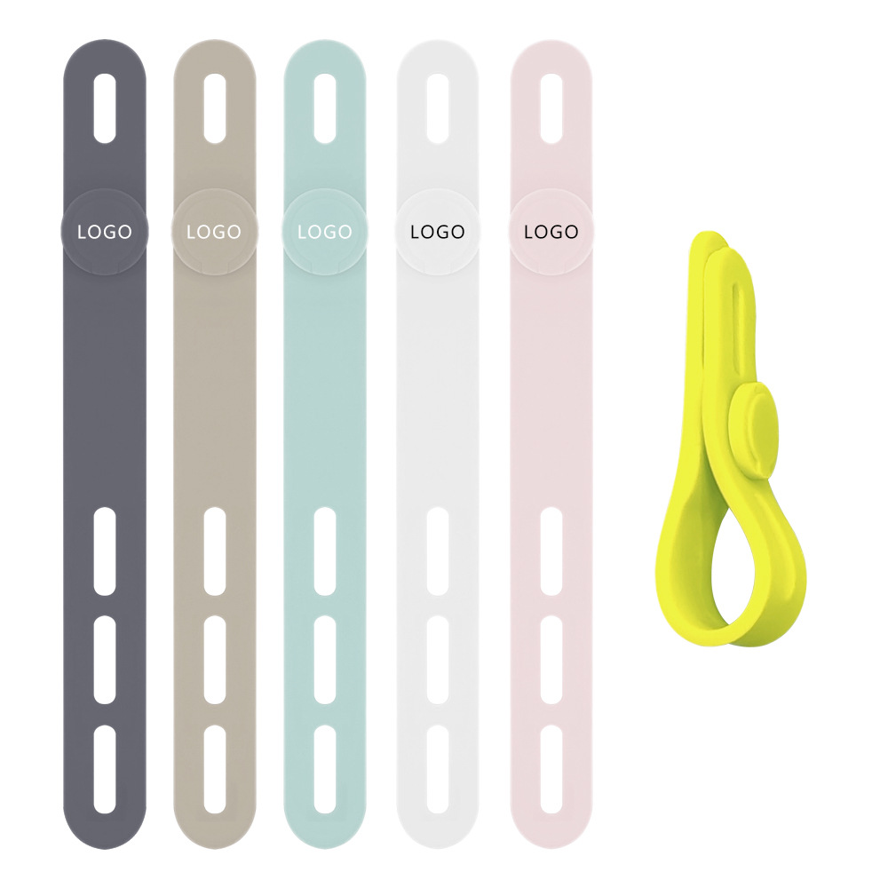 Picture of P2 Round Buckle Silicone Cable Tie Adjustable Cable Organiser Data Line Power Cord Storage Winding Wire Tape Wire Gage