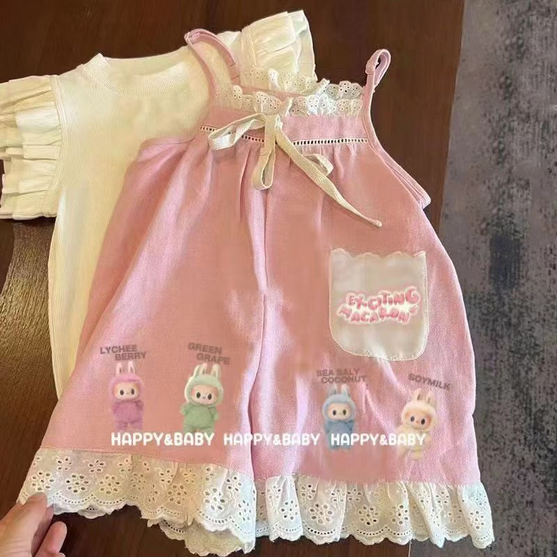 Girls' Pants Summer New Baby Cute Sweet Strappy Pants Children's Wear Western Style Lace Children's Pants