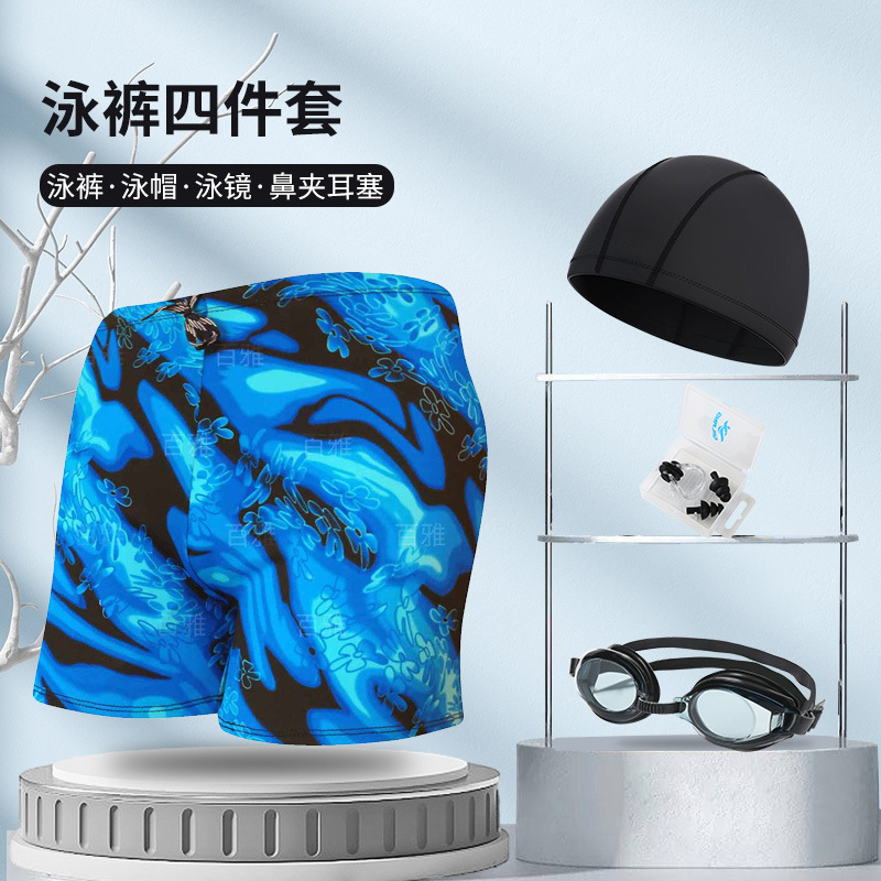 Picture of Explosions swimming trunks adult men's plus size anti-embarrassment boxer men's printing beach hot spring swimming trunks factory wholesale