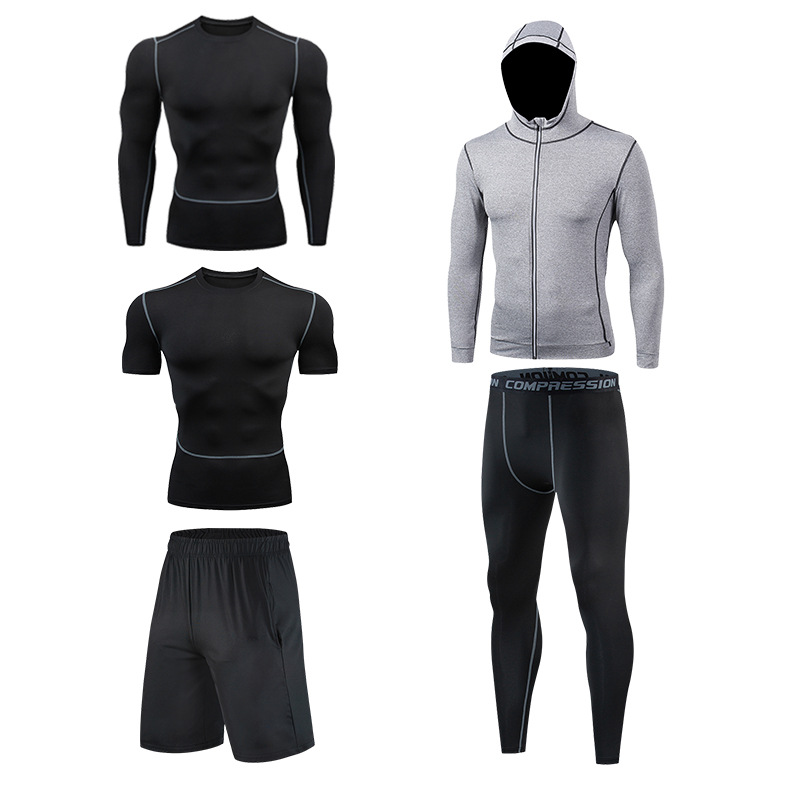 Picture of Fitness Clothes Running Clothes Men's Summer Ice Silk Quick-drying Clothes Equipment Training Hall Long-sleeved Physical Fitness Sportswear suit