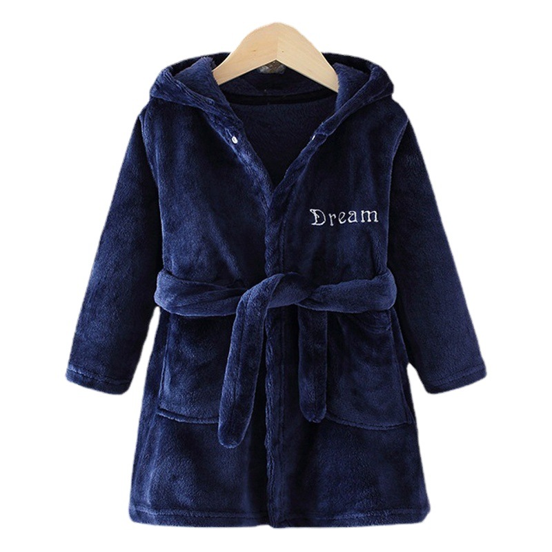 2025 Spring Autumn Winter Children's Clothing Home Clothes Baby Boys and Girls Bathrobe Pajamas Cartoon Flannel Hooded Children's Nightgown