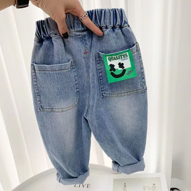 Boys' Jeans Spring and Autumn 2023 New Middle and Large Children's Trendy Cool Children's Wear Loose Fried Street Children's and Boys Long Pants