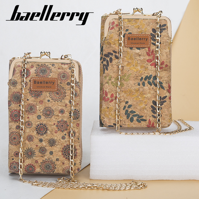 Picture of baellerry ladies wallet vertical wood grain mobile phone bag multi card wallet chain shoulder messenger bag wholesale