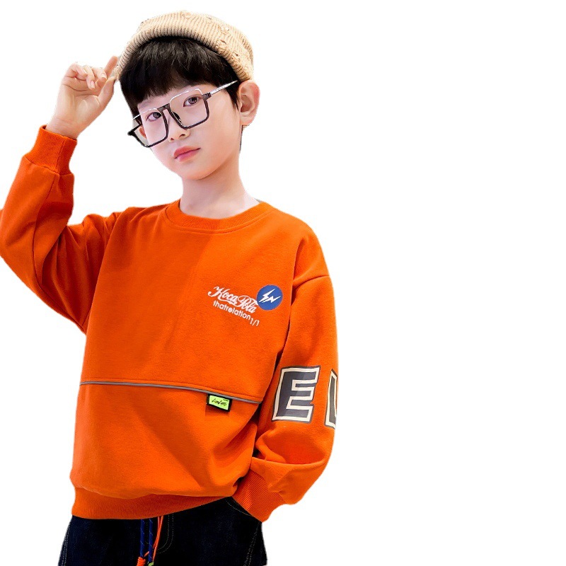 Picture of 2025 New Boys' Long Sleeve T-Shirt Spring Clothes Big Children's Stylish Sweater Spring and Autumn Top Fashionable Handsome Base Shirt
