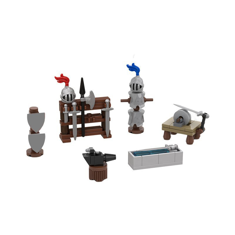 China Domestic Building Blocks Weapon Equipment Accessories Set Medieval Castle Blacksmith Shop MOC Compatible Lego Toys