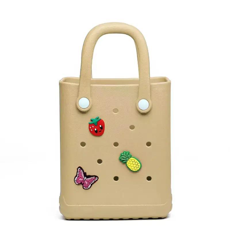 Picture of Fashion candy square small size waterproof sand-proof cute girl children EVA beach bag with shoes flower DIY