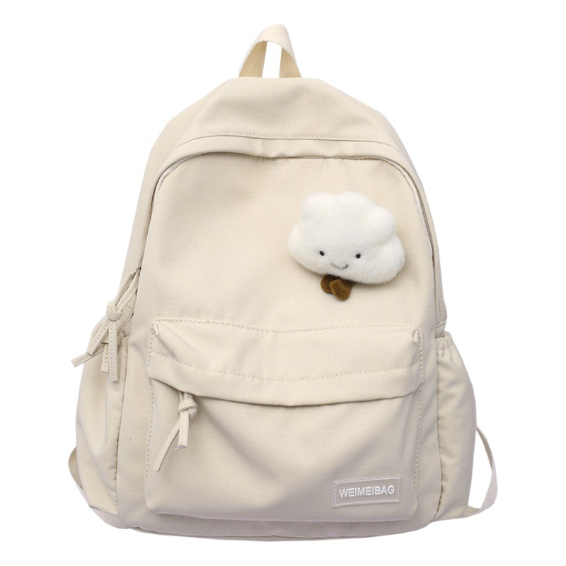 Female student schoolbag 2023 new fashion backpack small fresh cute white clouds pendant simple backpack