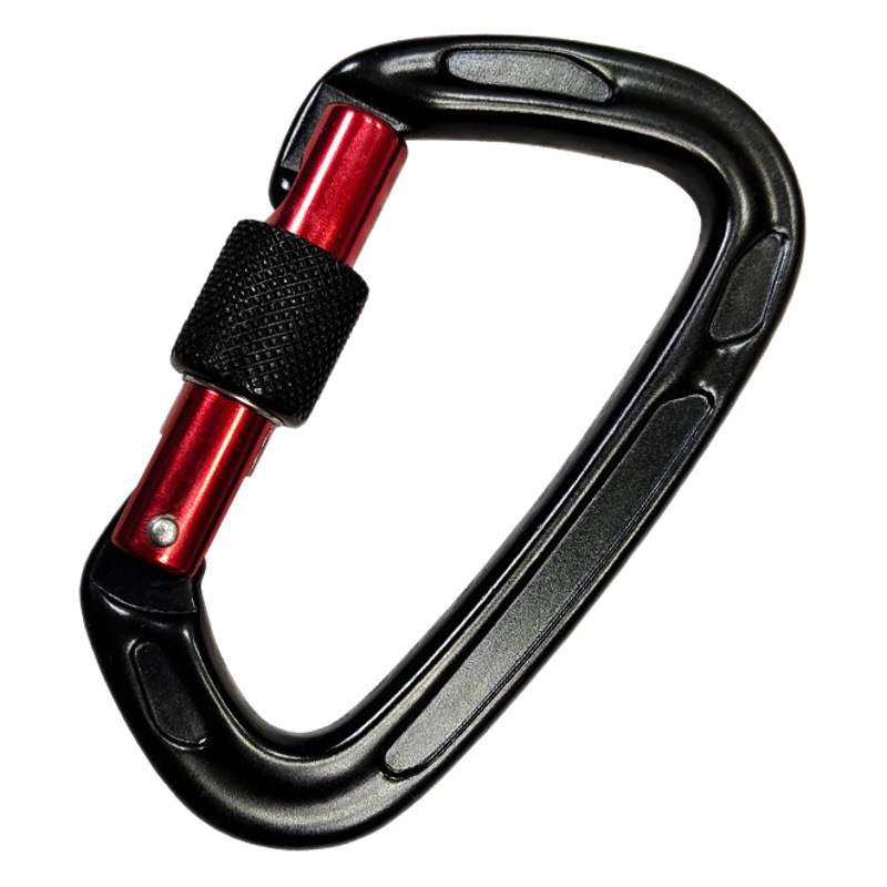 D-type automatic main lock 25KN aviation aluminum alloy D-type mountaineering buckle outdoor mountaineering automatic buckle rock climbing quick hanging hand lock