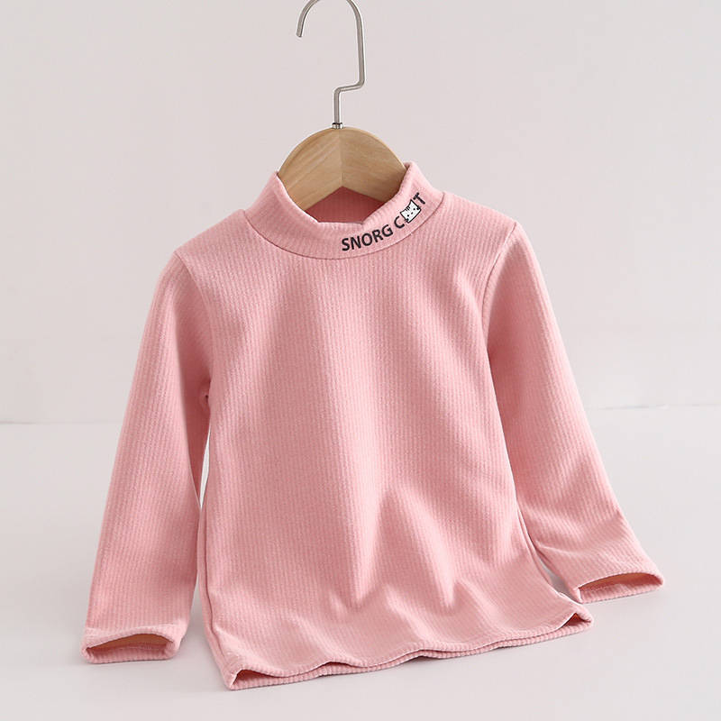 Picture of Autumn and Winter Children's brushed bottoming shirt boys and girls half turtleneck warm top baby thickened Korean Long Sleeve T-Shirt wholesale