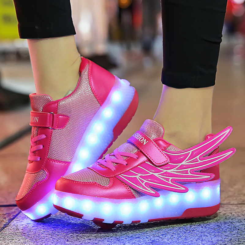 Overseas Wing Shoes LED Ultra Light Light Luminous Heelby Shoes Children's Shoes Men's and Women's Shoes Light Shoes Sports Shoes Wheel Shoes
