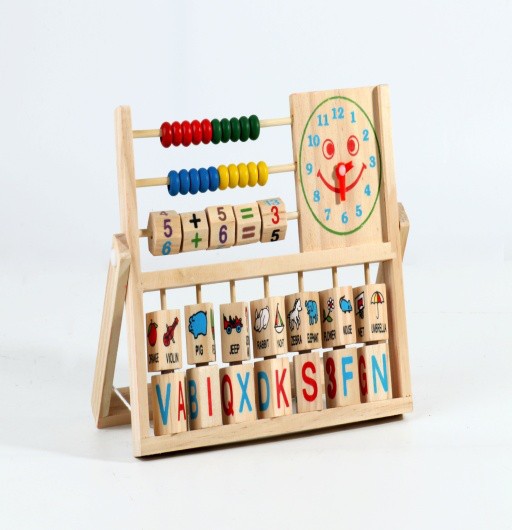 Picture of ohye Digital Teaching Aids Beech Wood Five-gear Arithmetic Rack Wooden Colorful Mathematical Arithmetic Computing Rack Puzzle Building Blocks Toy