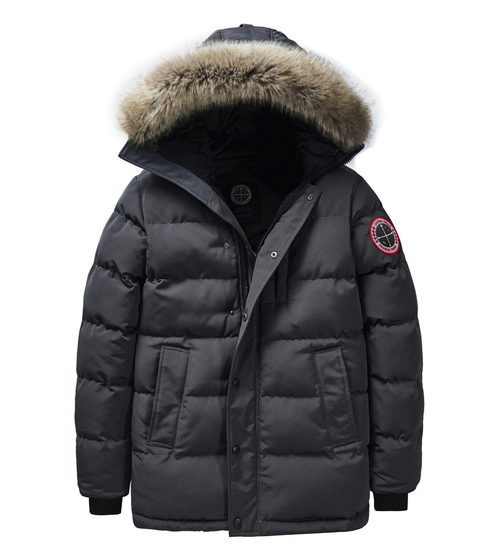 Picture of Men's Youth Winter Fashion Coat Outdoor Casual Warm Loose Cotton-padded Coat Plus Size Hooded Cotton-padded Coat