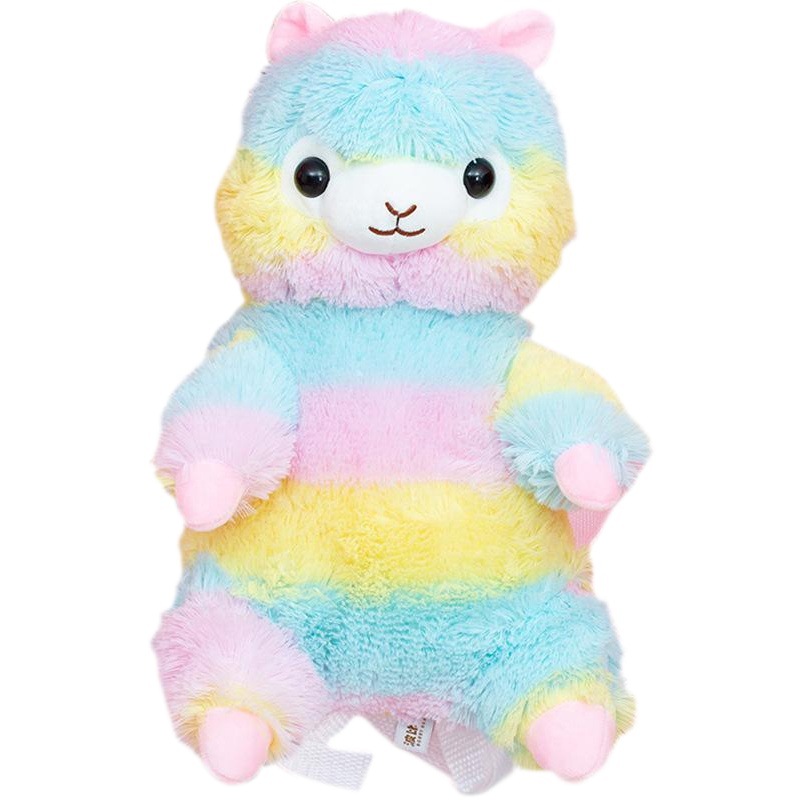 Cross-border hot-selling mythical beast rainbow alpaca plush toy backpack