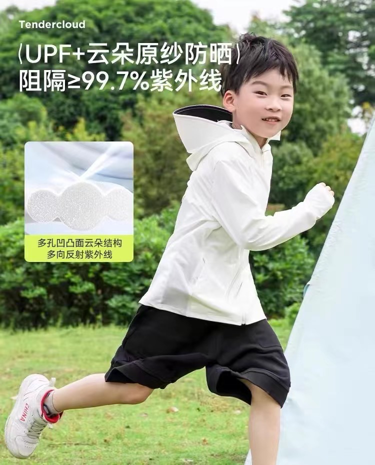 Picture of Girls' Sunscreen Clothing Boys' Summer Ice Silk Cool Sense Hat Brim UV Protection 2025 New Style Children's Sunscreen Clothing