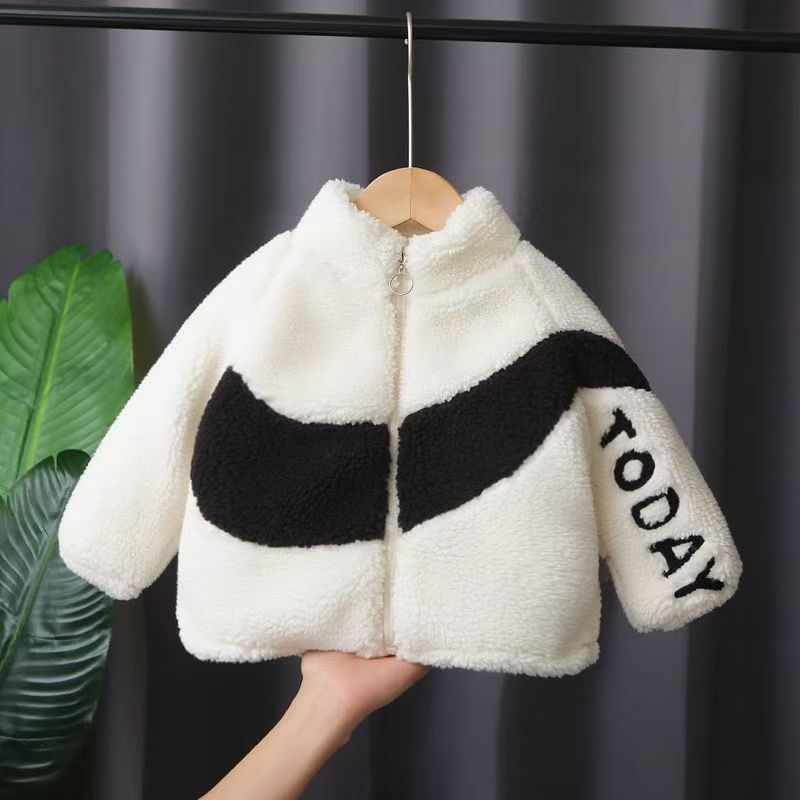 Picture of Boys' coat fleece-lined thickened autumn and winter new women's children's clothing western style top imitation lamb wool warm children's sweater