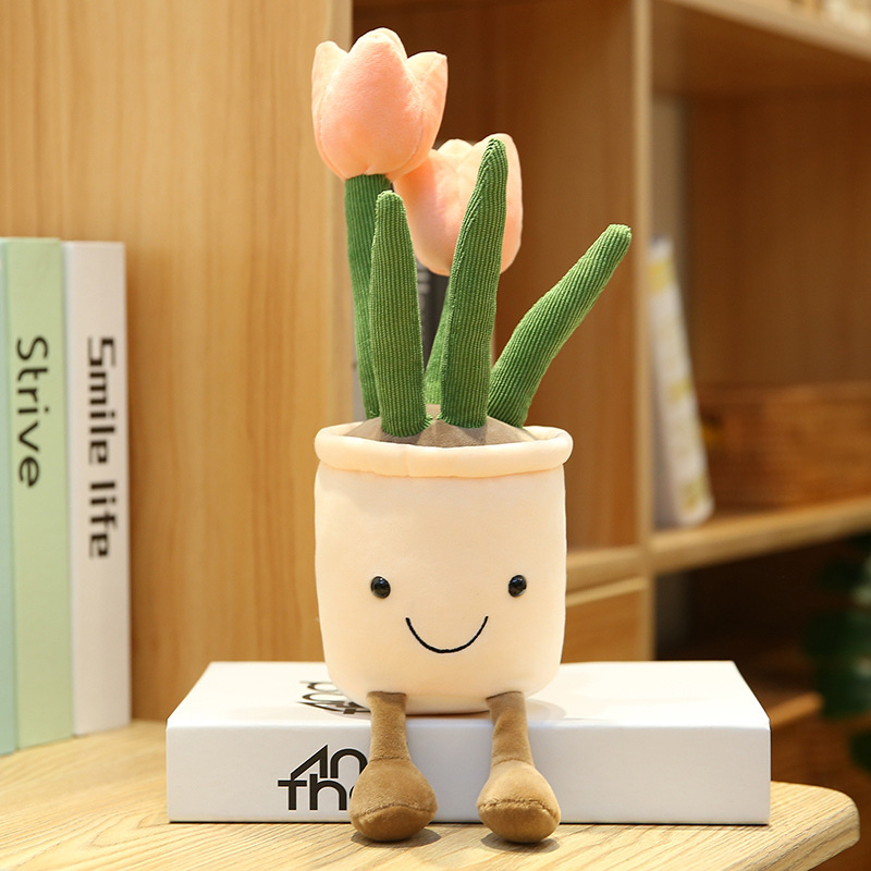 Picture of Mushroom Fleshy Tulip Green Plant Potted Plant Ornaments Cloth Doll Amazon Plush Toy Doll Cross Border Doll