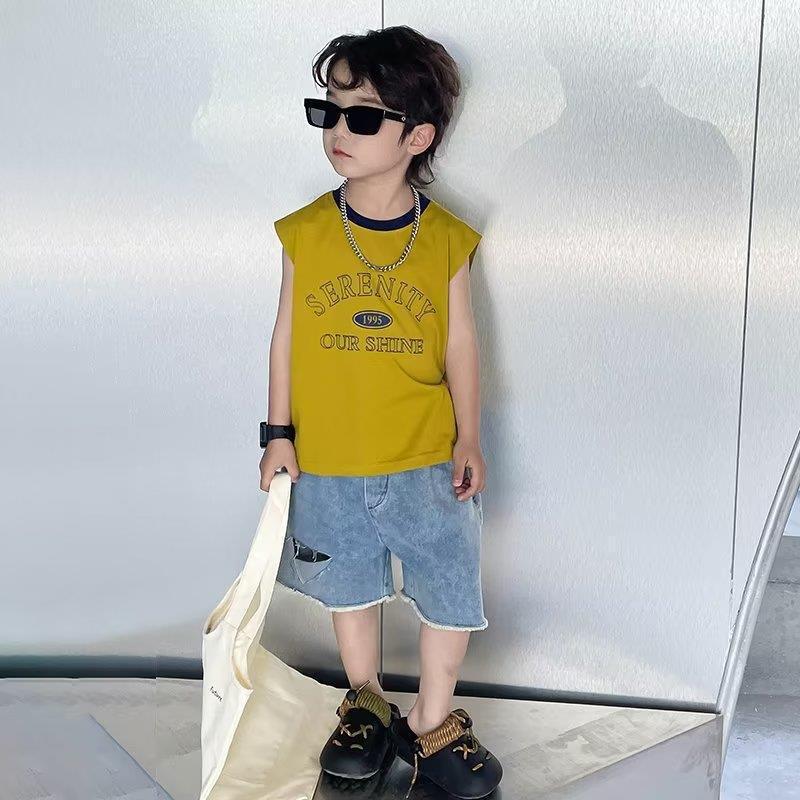Picture of Summer new boys' shorts 2024 thin children's Denim fifth pants summer ripped fashion trendy