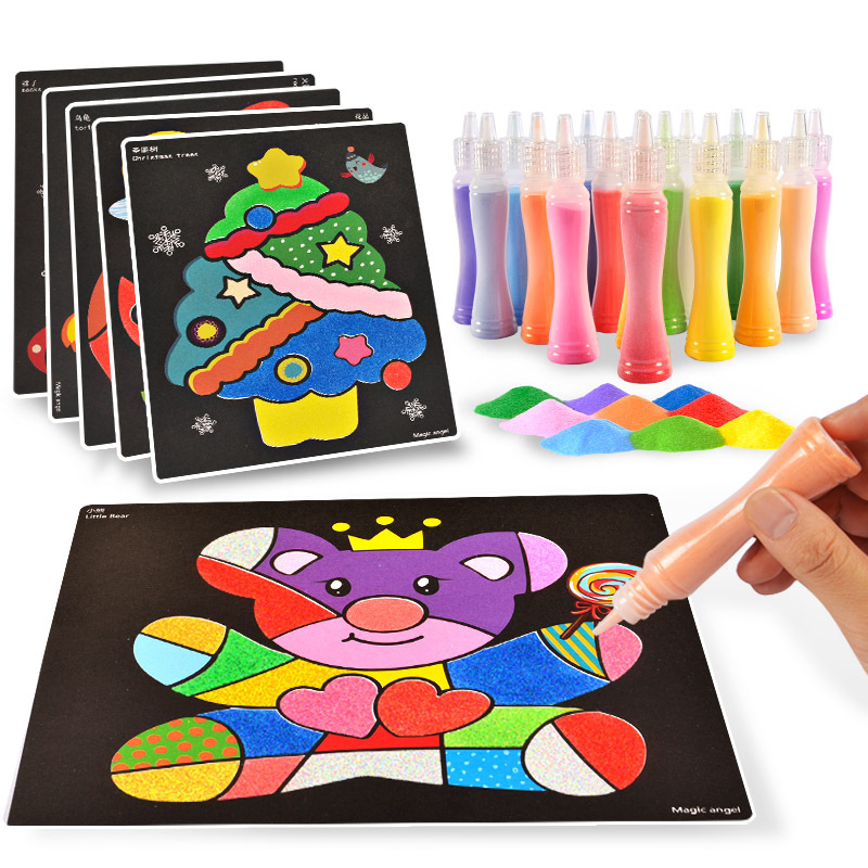 Picture of Children's colored sand painting bottled three-dimensional shaking sand set baby creative handmade diy girl plastic painting toy