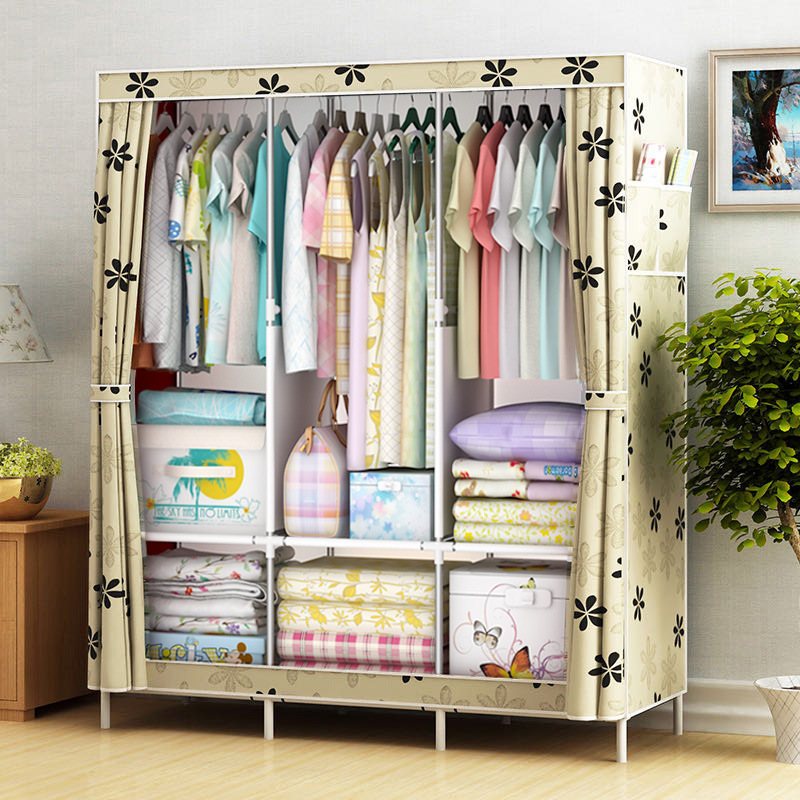 Picture of Ya Ruifan Reinforced Simple Cloth Wardrobe Storage Closet Dustproof Wardrobe Dormitory Steel Frame Reinforced Simple Modern Combination