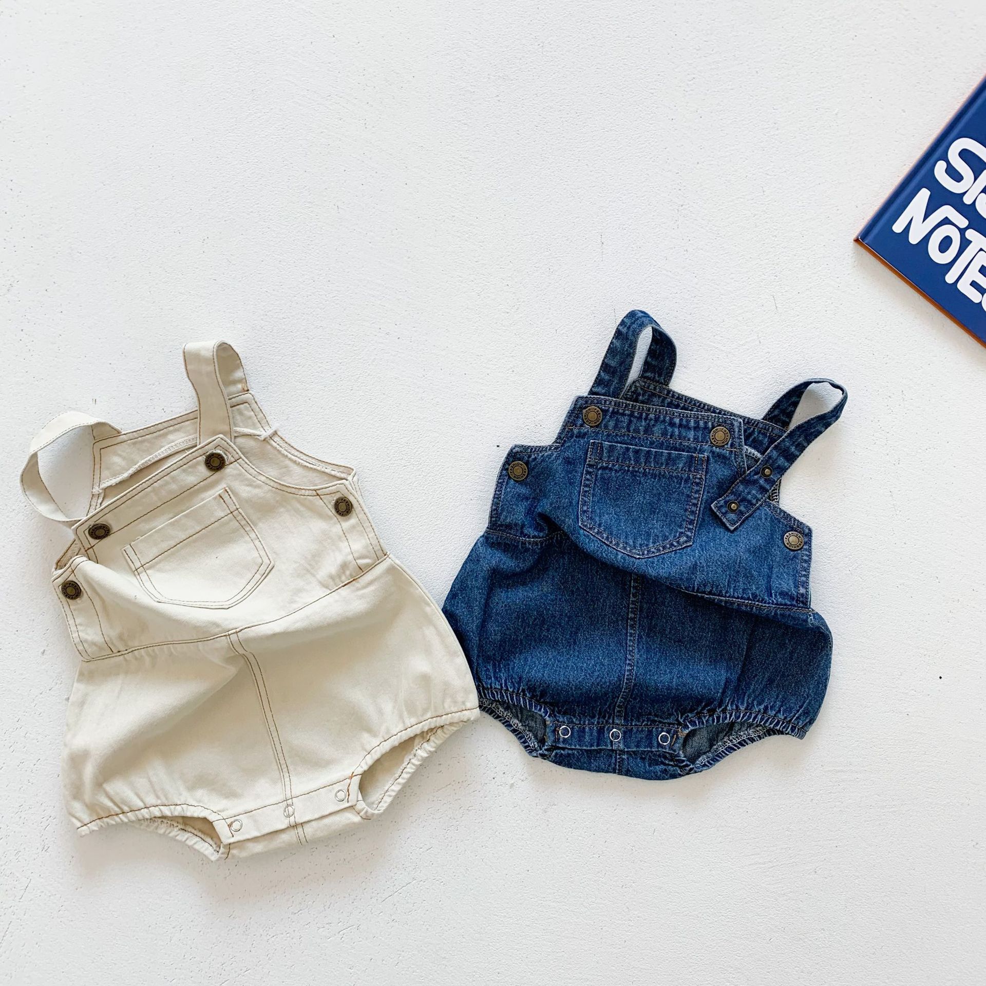 Picture of 2025 Spring and Summer Baby Denim Bag Fart Clothes 0-3 Years Old Baby Clothes Boys and Girls Cotton Jumpsuits Crawling Clothes
