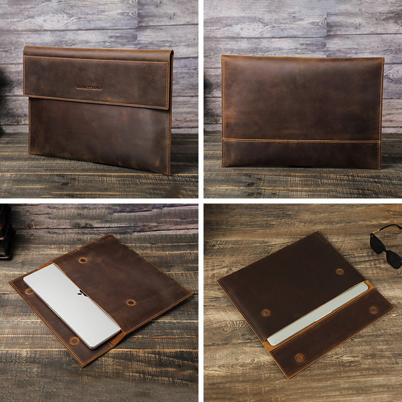 Picture of Suitable for macbook pro14 leather protective case magnetic buckle apple laptop 13.3 inch liner bag