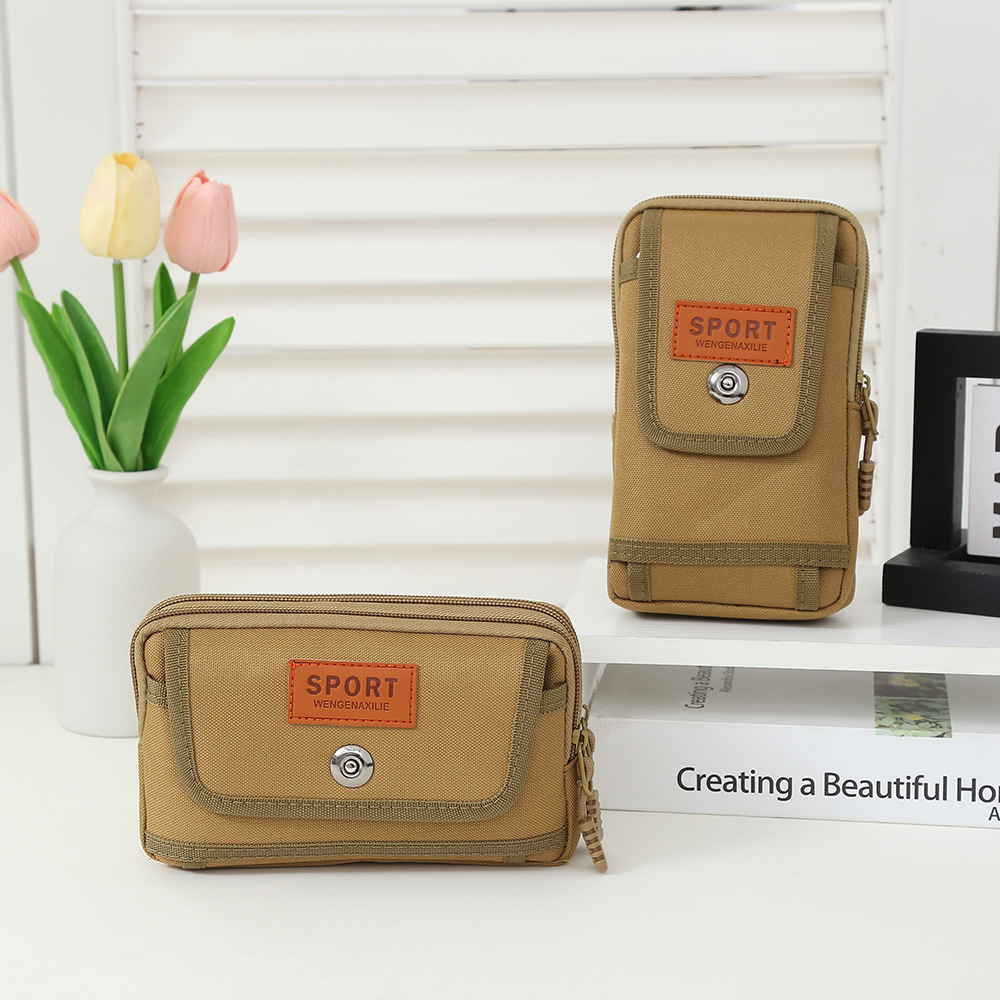 Picture of Creative Flip Canvas Waist Bag Men's Business Durable Multi-Layer Coin Purse Construction Site Work Portable Zipper Mobile Phone Bag