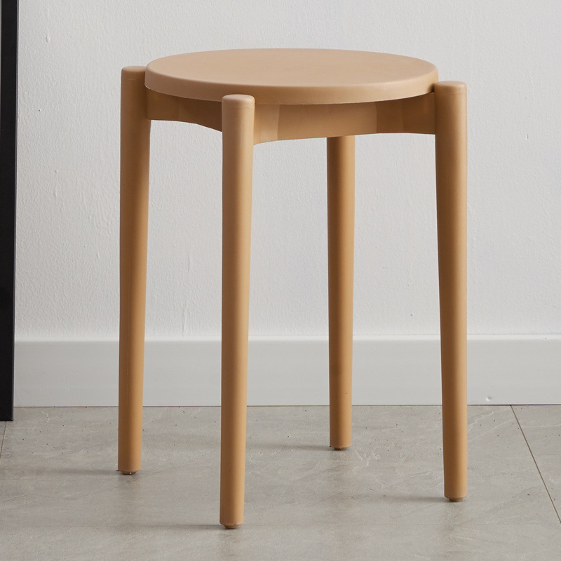 Picture of Plastic round stool home living room stackable stool modern simple color dining table and chair adult cooked plastic bench