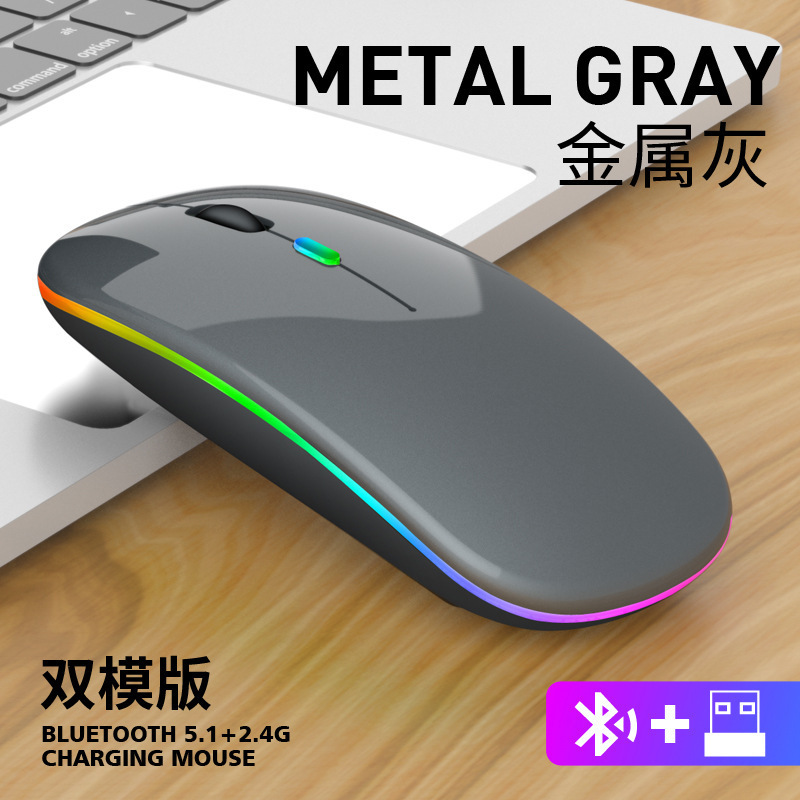 Picture of Source Factory Dual-Mode Wireless Mouse Rechargeable Silent Luminous 2.4g + Bluetooth Mouse Type-C Mouse