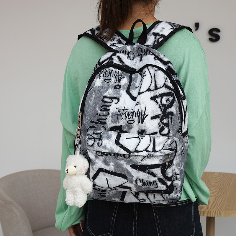 Picture of Niche Design Nylon Printed Backpack for Men and Women, Casual Large-Capacity Travel Backpack, College Student School Bag