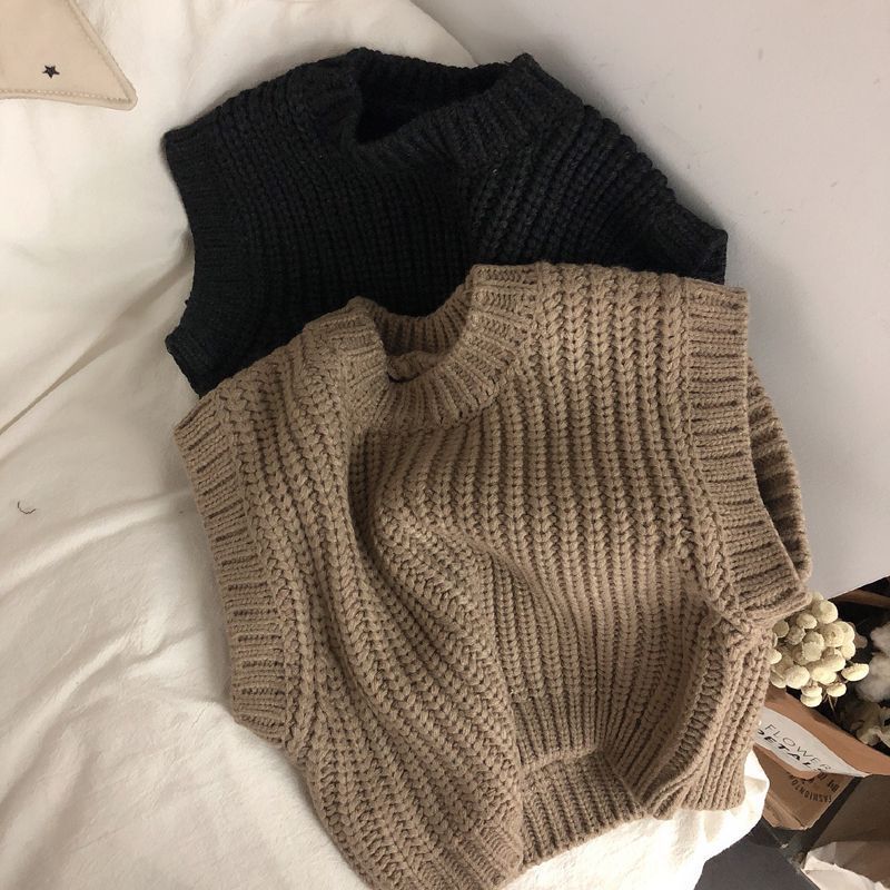Picture of Artistic Mori South Korea children's thick stripe thickened wool vest pullover sweater boys and girls sleeveless vest fashion